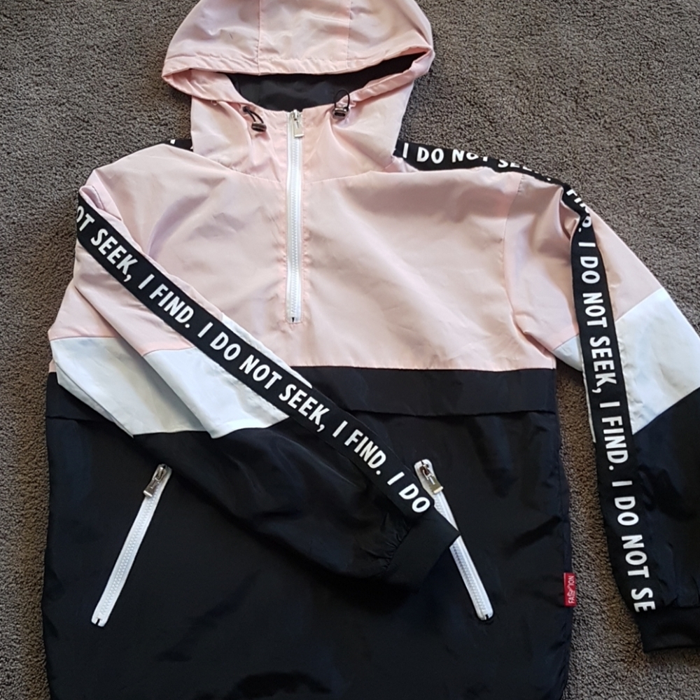 Pale pink and black sport jacket